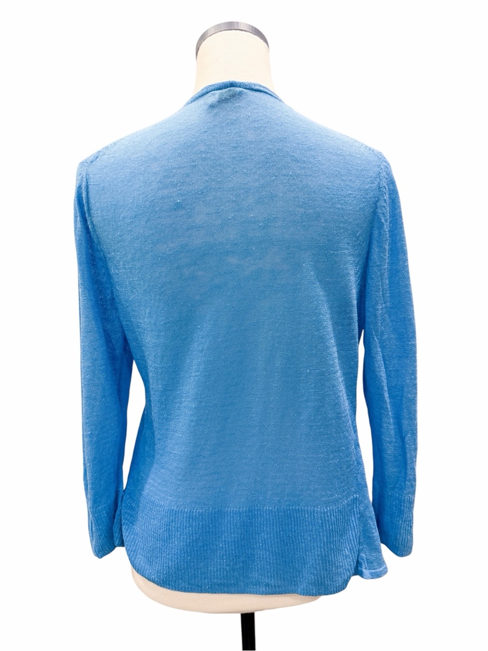 NIC+ZOE Lightweight 4 Way Slub Knit Linen Blend 3/4 Sleeve Cardigan Blue M NWT - Picture 11 of 16